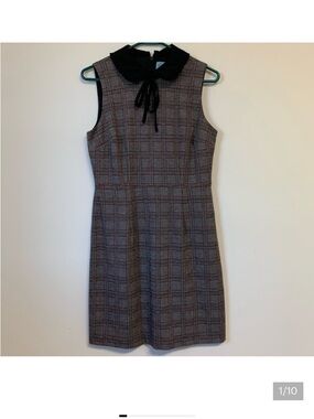 CeCe Plaid Sleeveless Mini Dress with Black Peter Pan Collar